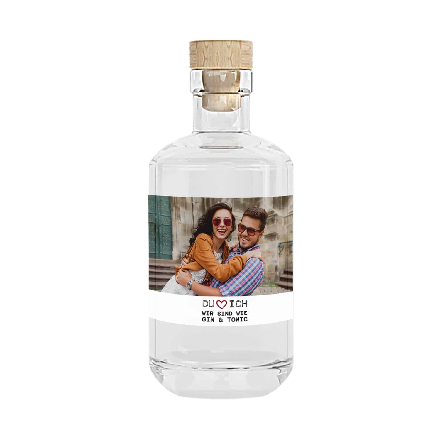 Gin mit Fotoetikett und Personalisierung "Liebe"